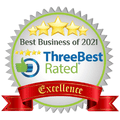 three best rated best business of 2021 badge